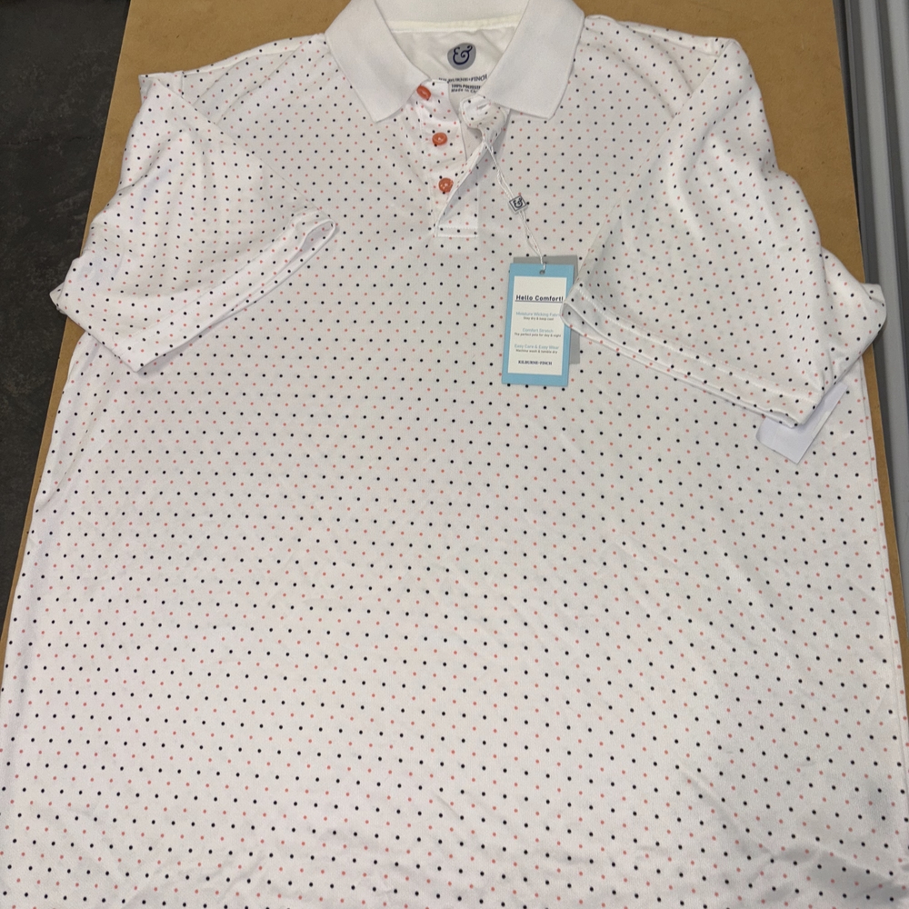 Men's White Polka Dot Polo Shirt